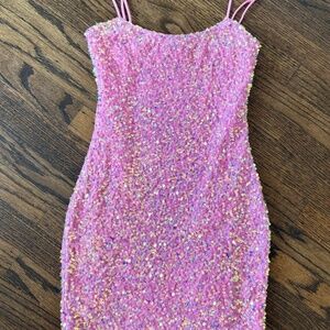 Pink Lucy in the Sky Mini Glitter / Sequin Dress